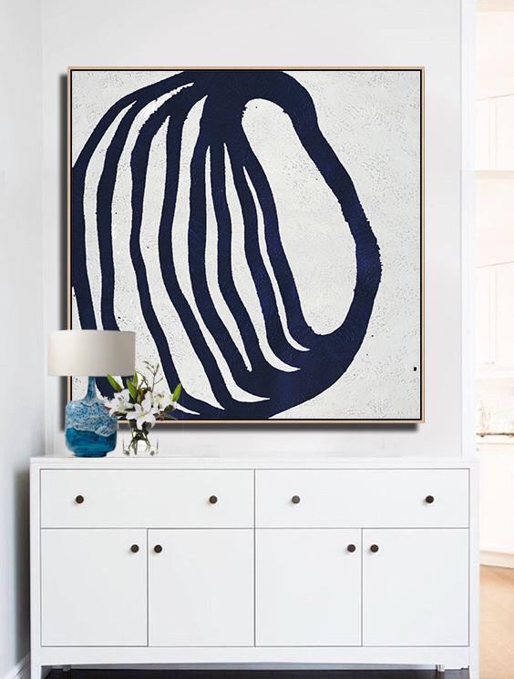 Navy Blue Minimalist Painting #NV198A - Click Image to Close